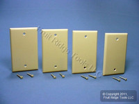 4 Leviton Ivory Standard 1-Gang Box Mount Blank Plastic Cover Wallplates 86014