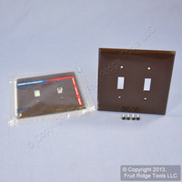 2 New Leviton Brown 2-Gang Midway UNBREAKABLE Toggle Switch Cover Wallplates PJ2