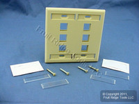 Leviton Ivory Quickport 6-Port ID Window Flush Wallplate 2-Gang Cover High-Impact Plastic 42080-6IP