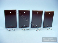 4 Leviton Brown 1-Gang Blank Box Mount Cover Standard Plastic Wallplates 85014