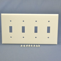 Cooper White 4-Gang Toggle Light Switch Cover Thermoset Plastic Wallplate Switchplate 2154W