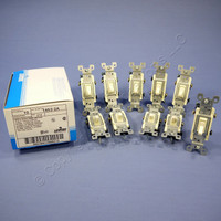 10 Leviton Almond 3-Way Toggle Wall Light Switches Quickwire 15A 120V 1453-2A