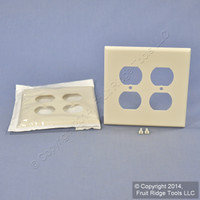 2 Leviton MIDWAY 2-Gang Light Almond Receptacle Wallplate Outlet Covers 80516-T