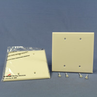 2 Cooper Light Almond UNBREAKABLE Mid-Size 2-Gang Blank Nylon Wallplate Covers PJ23LA