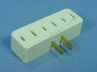 Leviton Ivory Plug-In Triple Tap Outlet Adapter NEMA 1-15R 15A 125V Bulk 65-I