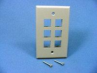 NEW Leviton Gray Quickport 6-Port Flush Mount High Impact Fire-Retardant Plastic Wallplate Cover 1-Gang 41080-6GP