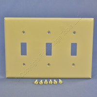 Cooper Ivory Unbreakable 3-Gang Switch Cover Wall Plate Nylon Switchplate 5141V