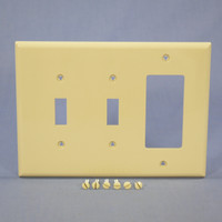 Cooper Ivory Mid-Size 3-Gang Decorator Toggle Combination Unbreakable Wallplate PJ226V