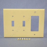 Cooper Ivory Mid-Size 3-Gang Decorator Toggle Combination Unbreakable Wallplate PJ226V