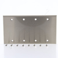 Cooper ANTIMICROBIAL 4-Gang Stainless Steel Blank Cover Wallplate Box Mount 91154AM