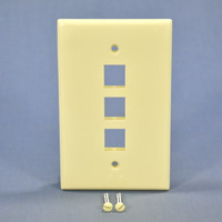 New Leviton Almond Large Midway Quickport 3-Port Flush Mount Wallplate 41091-3AN