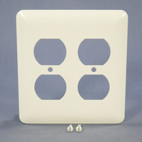 Mulberry Princess White Semi-Gloss 2-Gang Metal Duplex Receptacle Wallplate Outlet Cover 76102
