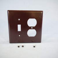 Eagle Mid-Size Brown 2-Gang Combination Switch Receptacle Wallplate Outlet Cover 2038B