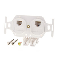 Leviton DUPLEX White Phone Jack 110-Type VOICE 8-Wire Cat 3 T568B WECO Type 106 41367-IDW