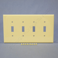 Cooper Ivory 4-Gang Mid-Size UNBREAKABLE Nylon Toggle Switch Wallplate Cover PJ4V