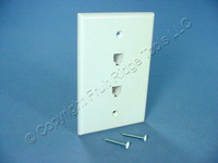Leviton White DUPLEX Phone Jack LARGE Midway Wall Plate 4-Wire Telephone 40544-W