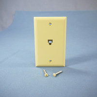 New Eagle Ivory Flush Mount Phone Jack Wall Plate 4-Conductor Telephone 3532-4V