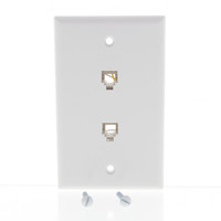 Leviton White DUPLEX Telephone Jack Flush Mount Wallplate 6-Wire 6C6P Type 625B3 40266