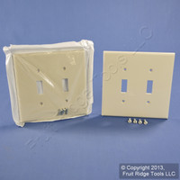 2 Leviton Light Almond 2-Gang Midway UNBREAKABLE Toggle Switch Cover Wallplates PJ2-T