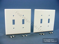 2 Leviton White MIDWAY 2-Gang Switch Cover Wall Plates Switchplates 80509-W