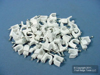 50 Leviton White Coaxial Cable Fastener Nial-In Clips C5811-WCP
