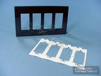 Leviton Black 4-Gang Midway Size Decora Screwless Wallplate Cover GFCI GFI SJ264-SE