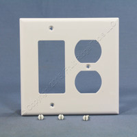 Cooper White UNBREAKABLE Midway 2-Gang Duplex Outlet Cover Decorator Rocker Switch GFCI Wallplate PJ826W