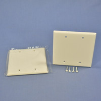 2 Cooper Light Almond STANDARD 2-Gang Blank Cover Box Mounted Thermoset Wallplates 2137LA