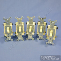 5 Leviton Ivory 4-Way COMMERCIAL Toggle Wall Light Switches 15A CS415-2I