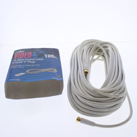 Leviton White 100' Coaxial Video Cable GOLD PLUGS F-Type C5851-100G