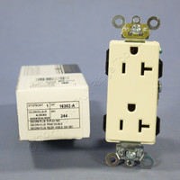 New Leviton Almond Decora INDUSTRIAL Outlet Duplex Receptacle 20A 16362-A Boxed