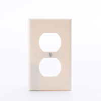 New Leviton Almond 1-Gang Outlet Cover Duplex Receptacle Plastic Wallplate 82003