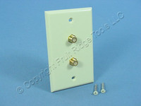 Leviton Ivory Dual Coaxial F-Type Video Cable Gold Plated Jack Wallplate 40982-I