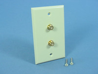 Leviton Ivory Dual Coaxial F-Type Video Cable Gold Plated Jack Wallplate 40982-I