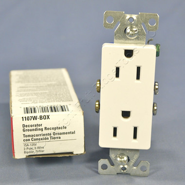COOPER 1107W-BOX GROUNDING DUPLEX RECEPTACLE 15A 125V NEW BOX OF 10 
