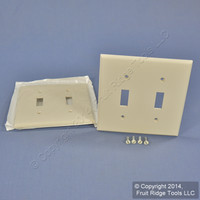 2 Leviton Light Almond UNBREAKABLE 2-Gang Switch Cover Wallplate Switchplates 80709-T