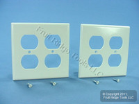 2 Leviton Light Almond 2-Gang Outlet Covers Duplex Receptacle Wallplates 78016