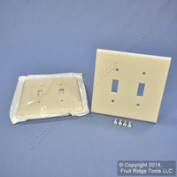 2 Leviton Light Almond MIDWAY 2-Gang Switch Cover Wall Plate Switchplates 80509-T