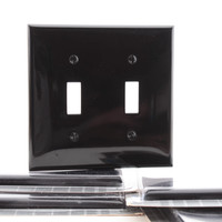 5 Leviton Black UNBREAKABLE 2-Gang Switch Cover Wallplates Switchplate 80709-E