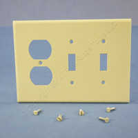 Leviton Ivory LARGE Receptacle Outlet Cover Plate Light Switch Wallplate 80521-I