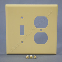 Eagle Mid-Size Ivory 2-Gang Combination Switch Receptacle Wallplate Outlet Cover 2038V