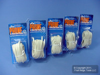 5 Leviton Ivory 25' Flat Phone Cords 6-Wire Telephone C2684-25I