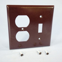 Eagle Brown 2-Gang Toggle Switch Receptacle Outlet Cover Thermoset Wallplate Switchplate 2138B