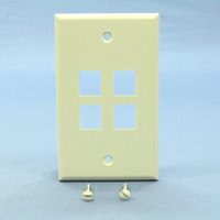 NEW Leviton Almond Quickport 4-Port Flush Mount High Impact Fire-Retardant Plastic Wallplate Cover 1-Gang 41080-4AP