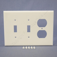 Cooper White UNBREAKABLE Nylon 3-Gang Mid-Size Receptacle Outlet Switch Wallplate PJ28W