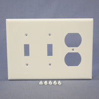 Cooper White UNBREAKABLE Nylon 3-Gang Mid-Size Receptacle Outlet Switch Wallplate PJ28W