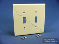 New Leviton Almond MIDWAY 2-Gang Toggle Switch Plastic Cover Wallplate 80509-A