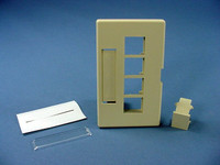 Leviton Ivory 4-Port Quickport Cubicle Wallplate Data Faceplate Fits Herman Miller 49910-HI4