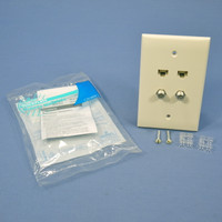Leviton MIDWAY Lt Almond Cat 5e Video Cable CATV Dual Jack Wallplate 5EA10-M4T