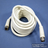 Leviton White 12' Coaxial Video Cable w/ Silver PLUG Ends RG59 F-Type C5851-12W
